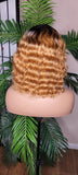 Wig Deep Wave Brazilian Remy 100% Human Hair Natural Hair Short Wig Ombre Auburn Chocolate Dark Brown Hair Wig - Beauty Blessing Wigs & Hair Extensions Boutique