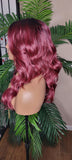 Curly Lace Front Big Barrel Curl Lace Wig Silky Soft Hair Natural Hairline Burgundy Dark Cranberry Hair Protective Style Glueless Wig - Beauty Blessings LLC