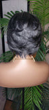 Dark Salt & Pepper Gray Tone Pixie Bob Cut Layered Brazilian Remy Human Hair Wig - Beauty Blessing Wigs & Hair Extensions Boutique