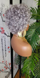 Gray Afro Kinky Salt & Pepper Hair Headband Wig Afro Curly Hair Gray Colored Short Natural Hairstyle Wig - Beauty Blessings LLC