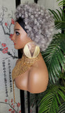 Gray Afro Kinky Salt & Pepper Hair Headband Wig Afro Curly Hair Gray Colored Short Natural Hairstyle Wig - Beauty Blessings LLC