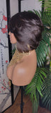 Dark Brown Short Bob Hairstyle 100% Human Hair Brazilian Remy Short Cut Hair Swoop Bang Layered Hair Full Cap Wig - Beauty Blessings LLC