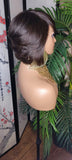 Dark Brown Short Bob Hairstyle 100% Human Hair Brazilian Remy Short Cut Hair Swoop Bang Layered Hair Full Cap Wig - Beauty Blessings LLC