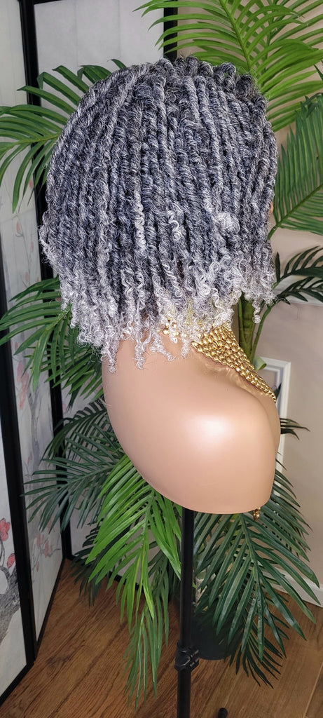 Gray Hair Afro Kinky Twist Dreadlocks Locs Lace Wig Natural Style Locks Hair Lace Part Sisterlocks Natural Hairstyle Wig
  - Beauty Blessings LLC