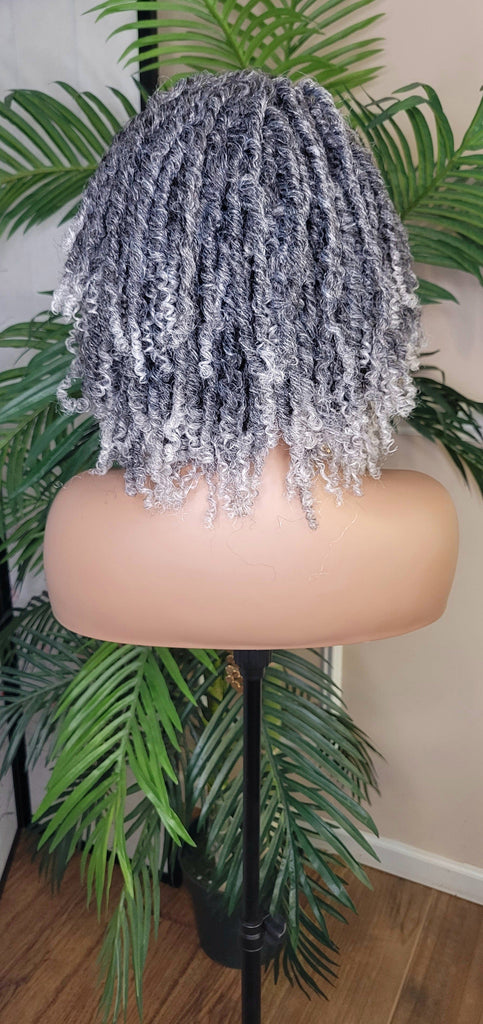 Gray Hair Afro Kinky Twist Dreadlocks Locs Lace Wig Natural Style Locks Hair Lace Part Sisterlocks Natural Hairstyle Wig
  - Beauty Blessings LLC