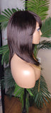 Brazilian Remy 100% Human Hair Straight Wrap Style Layered Swoop Bang Full Cap Wig Fashion Hair Wig - Beauty Blessings LLC
