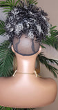 Hair Ponytail Afro Kinky Straw Curls Bangs Ponytail Afro Hair Bun and Bang Ombre Gray Hair Color Ponytail 2pc Hair Peice - Beauty Blessings LLC