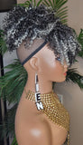 Hair Ponytail Afro Kinky Straw Curls Bangs Ponytail Afro Hair Bun and Bang Ombre Gray Hair Color Ponytail 2pc Hair Peice - Beauty Blessings LLC