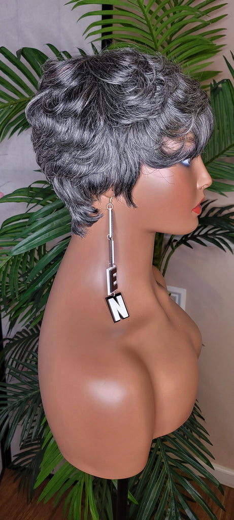Salt and Pepper Gray Hair Pixie Cut Brazilian Remy Human Hair Fashion Beauty Gray Hair Wig - Beauty Blessings LLC