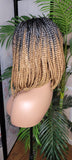 Ombre Strawberry Blonde Brown Bob Box Braids Bob Lace Wig Flexible Parting Lace Front Wig Short Small Box Braid Bob Glueless Lace Wig - Beauty Blessings LLC