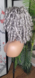 Gray Hair Kinky Hair Voluminous Curl Hair Lace Front Wig Wand Curly Natural Yaki Texture Bob Wig Baby Hairs - Beauty Blessings LLC