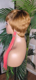 Strawberry Blonde Razor Cut Pixie Cut Brazilian Remy 100% Human Hair Wigs - Beauty Blessings LLC