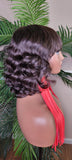 Deep Curl Natural Wave Pixie Short Bob Brazilian Remy Remy 100% Human Hair with Bangs Big Barrel Body Curl Hair Wig - Beauty Blessings LLC