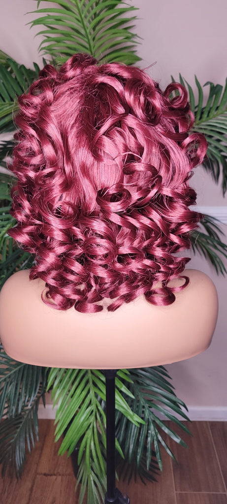 Big Barrel Curl Short Style Wig Full Cap Women Wig Curly Hair Women Fashion Wig Red Carpet Wig Bouncy Curl Hairstyle Auburn Highlights - Beauty Blessing Wigs & Hair Extensions Boutique