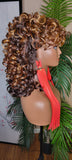 Big Barrel Curl Wig Full Cap Wig  Curly Hair Women Red Carpet Wig Bouncy Curl Hairstyle Ombre Brown Auburn Strawberry Blonde Hair Wig - Beauty Blessings LLC