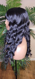 Natural Deep Wave Hair Full Wig with Bangs Wavy Straight Bang Hairstyle Glueless Wig - Beauty Blessings LLC