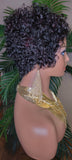 Burgundy Streaks Brazilian Remy Human Hair Pixie Cut Curl Hair Wig Soft Short Cut Curly Water Wave Natural Hairstyle Wig 100% Human Hair Wig - Beauty Blessings LLC