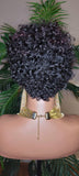 Burgundy Streaks Brazilian Remy Human Hair Pixie Cut Curl Hair Wig Soft Short Cut Curly Water Wave Natural Hairstyle Wig 100% Human Hair Wig - Beauty Blessings LLC