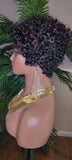 Burgundy Streaks Brazilian Remy Human Hair Pixie Cut Curl Hair Wig Soft Short Cut Curly Water Wave Natural Hairstyle Wig 100% Human Hair Wig - Beauty Blessings LLC