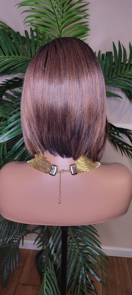 Bob Hairstyle Short Cut Swoop Bang Glueless Lace Wig Preplucked Lace Front Wig Layered Bob Style Hair Wig - Beauty Blessings LLC