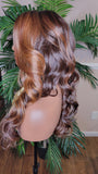 Ombre Brown Golden Blonde Lace Wig Hairstyle Long Loose Curl Strawberry Blonde Hair  Glueless Wig Fashion Lace Wig - Beauty Blessings LLC