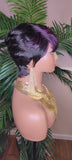 Purple Hair Wig Swoop Bang Pixie Cut Remy 100% Human Hair Wig Short Hairstyle Colored Glueless Wig - Beauty Blessings LLC