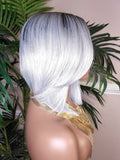 Gray Hair Bob Hairstyle Wig Layered Swoop Bang Style Clipper Cut Short Hair Wig Fashion  Platinum Silver Gray Hair Wig - Beauty Blessings LLC