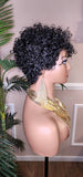 Black Curly Hair Brazilian Remy 100% Human Hair Pixie Cut Curl Hair Wig Soft Cut Curly Water Wave Hair Protective Hairstyle Wig - Beauty Blessings LLC