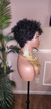 Black Curly Hair Brazilian Remy 100% Human Hair Pixie Cut Curl Hair Wig Soft Cut Curly Water Wave Hair Protective Hairstyle Wig - Beauty Blessings LLC