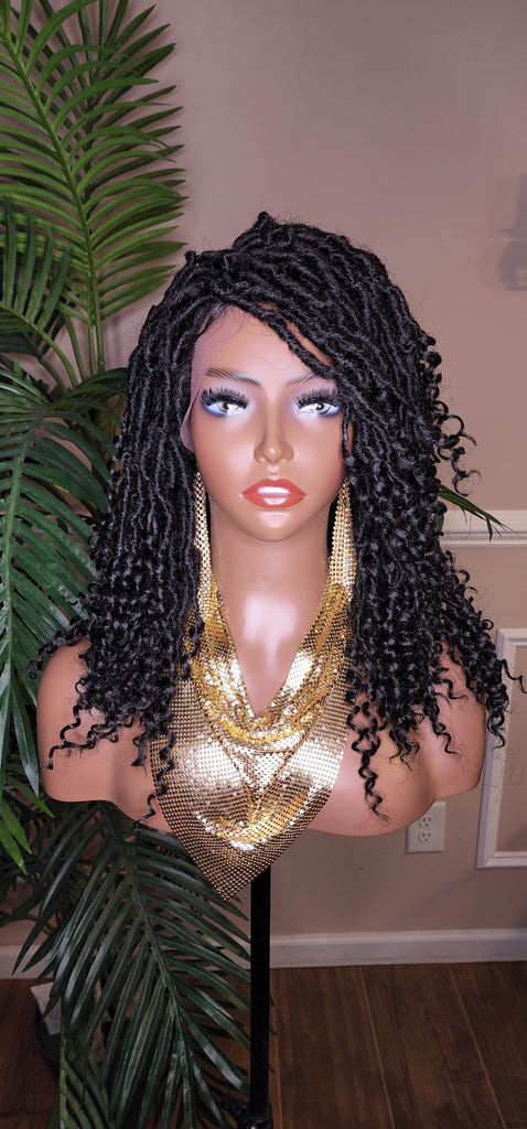 Butterfly Locs Faux Locs Wig Curly Loc Hairstyle Wig  Kinky Hair Natural Hair Dreadlock Glueless Lace Front Wig - Beauty Blessings LLC