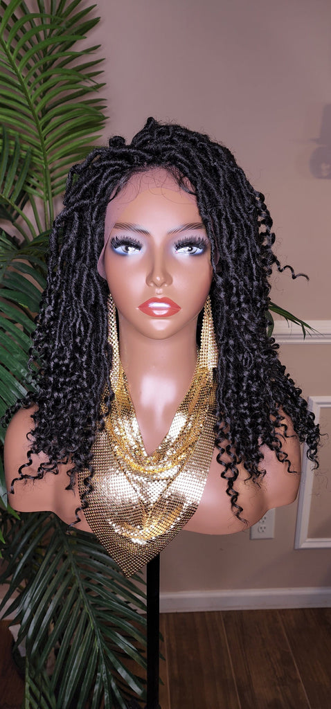 Butterfly Locs Faux Locs Wig Curly Loc Hairstyle Wig  Kinky Hair Natural Hair Dreadlock Glueless Lace Front Wig - Beauty Blessings LLC