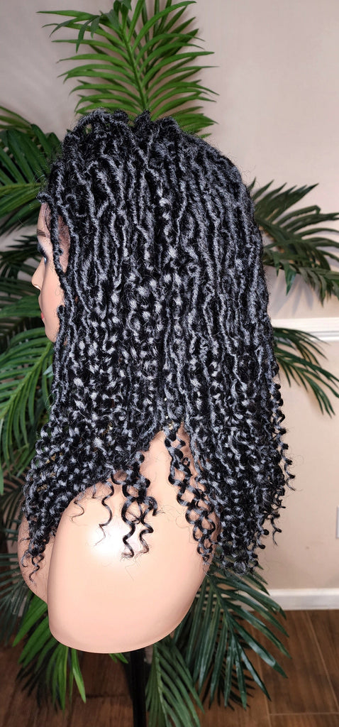 Butterfly Locs Faux Locs Wig Curly Loc Hairstyle Wig  Kinky Hair Natural Hair Dreadlock Glueless Lace Front Wig - Beauty Blessings LLC