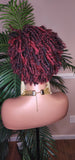 Burgundy Hair Afro Short Pixie Cut Kinky Coily Twist Coil Dread Lock Natural Style Wig Burgundy Rum Black Mix Color Hairstyle Wig - Beauty Blessings LLC
