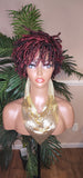 Burgundy Hair Afro Short Pixie Cut Kinky Coily Twist Coil Dread Lock Natural Style Wig Burgundy Rum Black Mix Color Hairstyle Wig - Beauty Blessings LLC