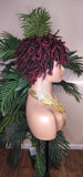 Burgundy Hair Afro Short Pixie Cut Kinky Coily Twist Coil Dread Lock Natural Style Wig Burgundy Rum Black Mix Color Hairstyle Wig - Beauty Blessings LLC