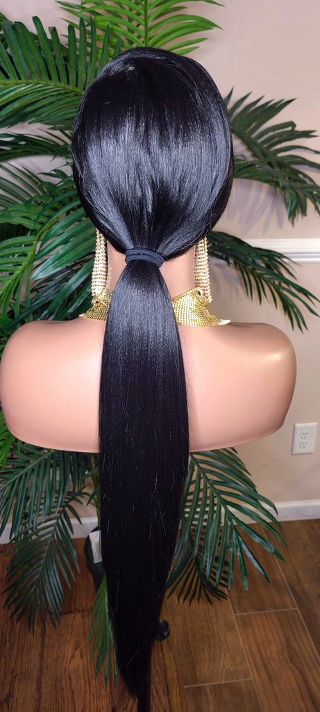 Long Straight Lace Front Lace Wig Soft Hair Natural Hairline Glueless Pre-Plucked Lace Wig - Beauty Blessings LLC