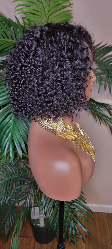 Jerry Curl Bob Hairstyle Brazilian Remy 100% Human Hair Lace Front Wig Short Style Wig - Beauty Blessings LLC