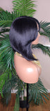 Bob Cut Wig Swoop Bang Hairstyle Lace Front Wig Short Cut Glueless Lace Wig Flexible Parting Space Natural Hairline - Beauty Blessings LLC