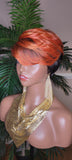 Copper Color Wig  Swoop Bang Wig Short Cut Celebrity Inspired Pixie Cut Hair Wig with Swooo Bangs and Layers Color Shown Off Black Ombre Copper Bang - Beauty Blessings LLC
