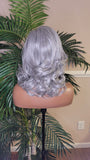 Gray Hair Curly Hair Yaki Texture Voluminous Curl Hair Wig Barrel Curly Natural Hair Wig Baby Hairs Light Salt Pepper Hair Wig - Beauty Blessings LLC