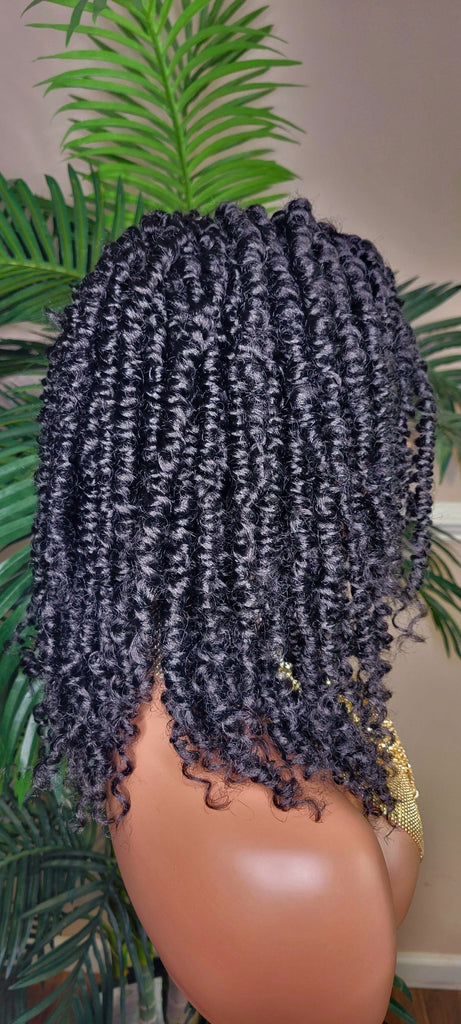 Spring Twist Kinky Twist Hairstyle Curly Glueless Lace Front Wig - Beauty Blessings LLC