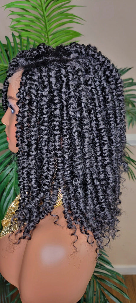 Spring Twist Kinky Twist Hairstyle Curly Glueless Lace Front Wig - Beauty Blessings LLC
