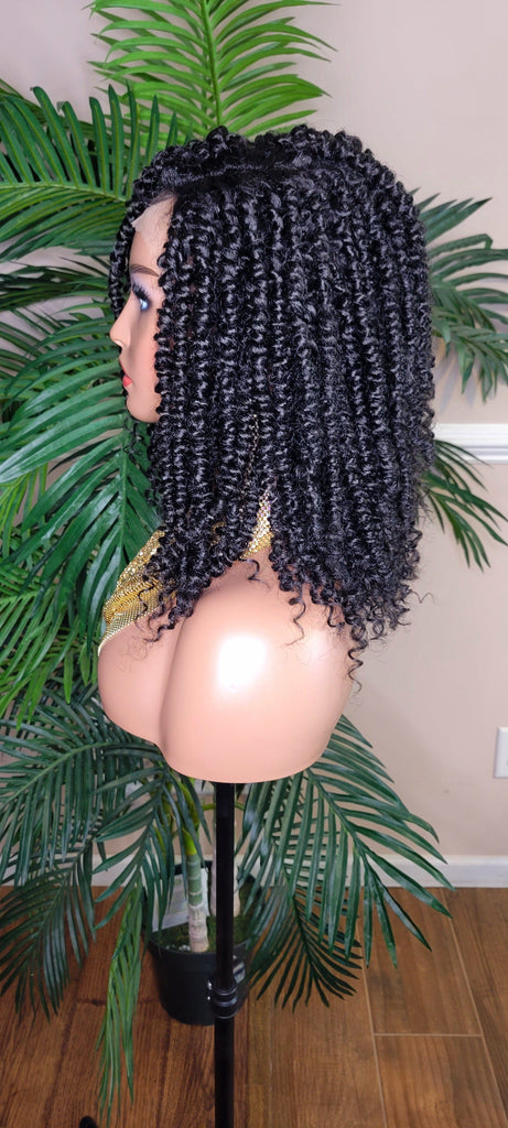 Spring Twist Kinky Twist Hairstyle Curly Glueless Lace Front Wig - Beauty Blessings LLC
