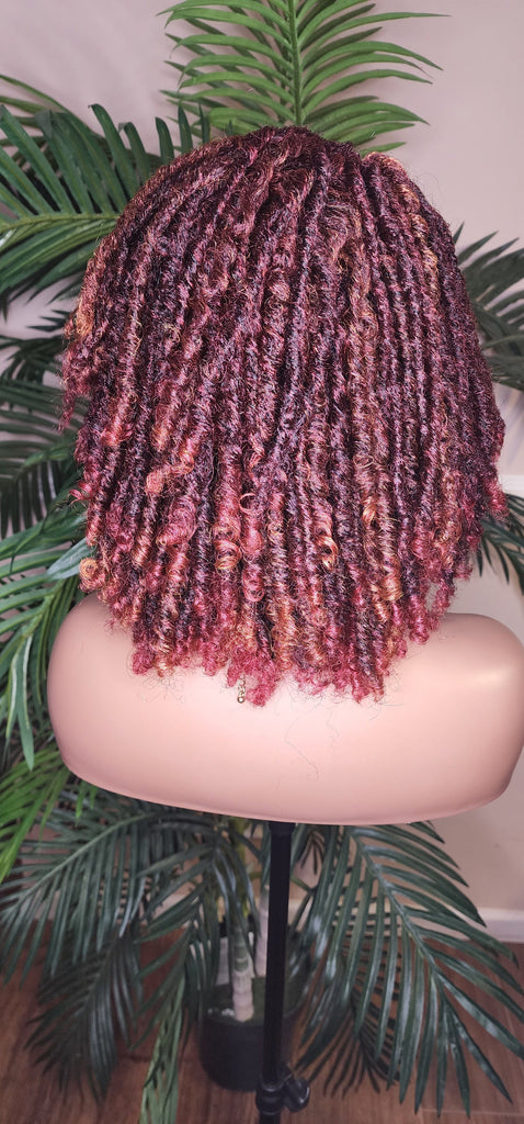 Burgundy Auburn Brown Mix Dreadlock Bob Hairstyle Lace Wig - Beauty Blessings LLC