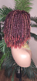 Burgundy Auburn Brown Mix Dreadlock Bob Hairstyle Lace Wig - Beauty Blessings LLC