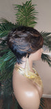 Pixie Cut Wig Chocolate Brown Dark Brown Auburn Hair Short Hairstyle Wig with Swoop Bangs Hair Glueless Wigs for Women Celebrity Hairstyles - Beauty Blessings LLC