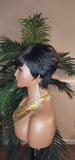 Pixie Cut Wig Chocolate Brown Dark Brown Auburn Hair Short Hairstyle Wig with Swoop Bangs Hair Glueless Wigs for Women Celebrity Hairstyles - Beauty Blessings LLC