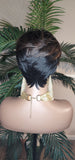 Pixie Cut Wig Chocolate Brown Dark Brown Auburn Hair Short Hairstyle Wig with Swoop Bangs Hair Glueless Wigs for Women Celebrity Hairstyles - Beauty Blessings LLC