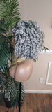 Gray Hair Wig Short Bob Hairstyle Afro Curl Hair Voluminous Kinky Hair Lace Front Wig Wand Curly Natural Yaki Texture Bob Wig Baby Hairs - Beauty Blessings LLC