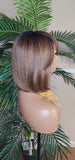Auburn Hair Chocolate Brown Hair Wig Pixie Cut Bob Hairstyle Swoop Bang Glueless Full Cap Wig Ombre Auburn Brown Wig - Beauty Blessings LLC